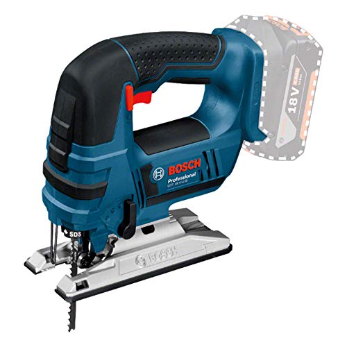 Bosch Professional GST 18 V-LI Sierra de calar, 2700 cpm, electrónica, profundidad de corte 120 mm, sin batería, en L-BOXX, Negro/Azul, 18V