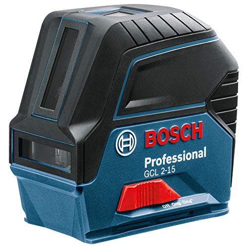 Bosch Professional Nivel láser GCL 2-15 (láser rojo, interior, con puntos de plomada, alcance: 15 m, 3 pilas AA, soporte giratorio RM 1, placa reflectora láser, estuche de protección, trípode BT 150)