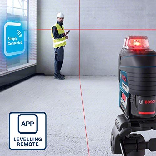 Bosch Professional Sistema 12V Nivel Láser GLL 3-80 C (1 batería 12V + cargador, láser rojo, conexión Bluetooth, alcance hasta 30 m, soporte universal BM1, en L-BOXX)