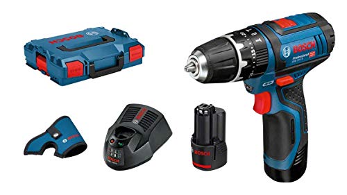 Bosch Professional - Taladro percutor a batería GSB 12V-15 (2 baterías x 2.0 Ah, 12 V, en maletín L-BOXX) + Bosch GWS 10,8-76 V-EC Professional - Tecnología De Litio: Gama 12 V