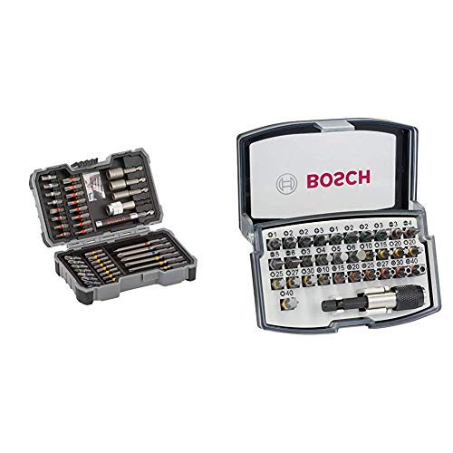 Bosch - Set de 43 unidades para atornillar y llaves de vaso (Ph,Pz,Sl,H,T,Th) + Professional - Set de 32 unidades para atornillar