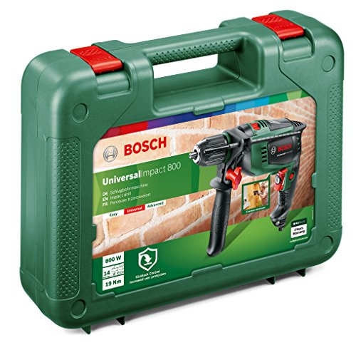 Bosch Universal Impact 800 - Taladro percutor (800 W, empuñadura adicional, tope de profundidad, maletín)