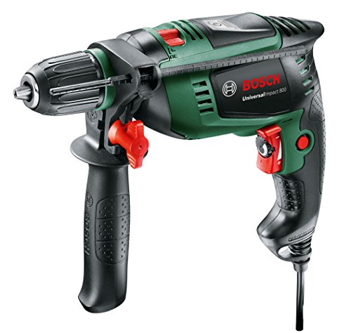 Bosch Universal Impact 800 - Taladro percutor, 800 W, empuñadura adicional, tope de profundidad, maletín (ref. 0603131100) & Mini X-Line - Set de 15 brocas mixto: mini x-line (ref. 2607019675)