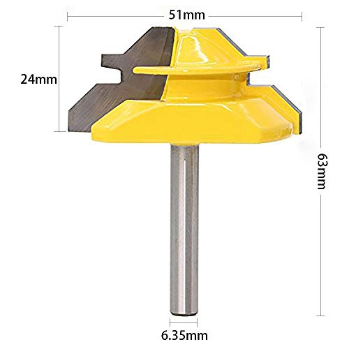 Broca de Fresadora, APlus 2x brocas de lengüeta y ranura + 1x broca de inglete a 45º, 3 Pcs fresas para Madera, Muebles de Bricolaje (1/4'' 6,35mm)