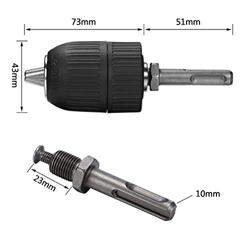 BUYGOO Portabrocas sin Llave de 2-13 mm con Adaptador SDS de 1/2 ’Herramienta de conversión sin Llave Desmontable de Alto Rendimiento para SDS, GSB y GSR