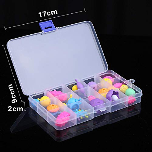 Caja de almacenamiento ajustable de plástico transparente para terminales pequeños componentes de joyería, caja de herramientas, pastillas, organizador de uñas, 15 rejillas