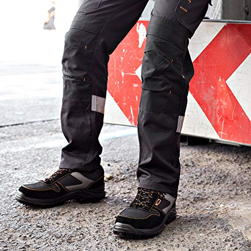 Calzado Deportivo Masculino de Seguridad con Puntera Ultraligera de Zapatos de Trabajo al Tobillo Kevlar S1P SRC 1997 Black Hammer Black Hammer (41 EU)