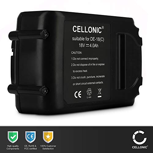 CELLONIC® Batería (18V, 4Ah, Li-Ion) Compatible con Dewalt DCD771C2, DCG412N, DCD795D2 - DCB204, DCB203, DCB201, DCB200, DCB183, DCB182 bateria de Repuesto, Pila reemplazo Herramienta, sustitución