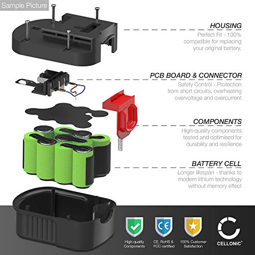 CELLONIC® Batería (18V, 4Ah, Li-Ion) Compatible con Dewalt DCD771C2, DCG412N, DCD795D2 - DCB204, DCB203, DCB201, DCB200, DCB183, DCB182 bateria de Repuesto, Pila reemplazo Herramienta, sustitución