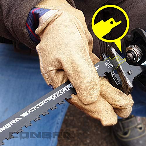 CONBRA ® Hoja de sierra reciprocante para cortar piedra - 240 mm de largo - Ideal para corte en ladrillo u hormigón, apto para sierras eléctricas Black & Decker y Makita - 1x Hoja de sierra sable