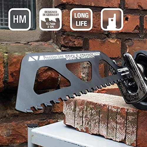 CONBRA ® Hoja de sierra reciprocante para cortar piedra - 305 mm de largo - Ideal para corte en ladrillo u hormigón, apto para sierras eléctricas Black & Decker y Makita - 1x Hoja de sierra sable