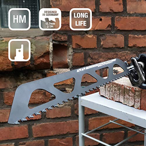 CONBRA ® Hoja de sierra reciprocante para cortar piedra - 455 mm de largo - Ideal para corte en ladrillo u hormigón, apto para sierras eléctricas Black & Decker y Makita - 1x Hoja de sierra sable