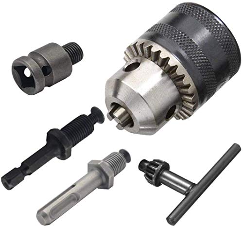 Convertidor de eje de taladro 1.5-10 mm, adaptador de rosca 3/8 "-24UNF, conexión SDS-Plus, conexión hembra cuadrada de 1/2", conexión hexagonal de 1/4 "(JT-10)