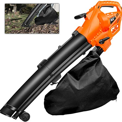 CRZJ 3 en 1 Soplador de Hojas - 2500W Jardín de Vacío y 35 litros Bolsa Colección, 10: 1 Relación de trituración, Naranja