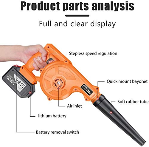 CRZJ Sin Cuerda Portable del Ventilador del soplador de Grado Industrial 21V eléctrico de Aire del Ventilador de la Hoja sin Cuerda Barredora 2-en-1 Coche colector de Polvo para el soplado de la Hoja