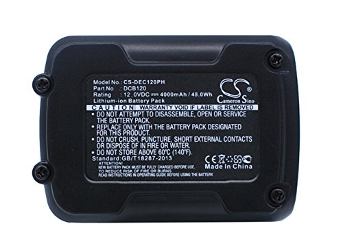 CS-DEC120PH Batería 4000mAh Compatible con [DEWALT] 12V MAX Li-Ion, DCD700, DCD710, DCD710D2-QW, DCD710N, DCD710S2, DCE0811, DCE0811D1G-QW, DCE0811D1R-QW, DCE0811LR-XJ, DCE0811NR-XJ, DCE0825, DCE0825