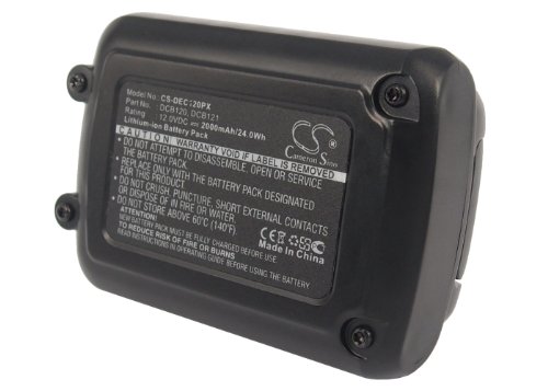 CS-DEC120PX Batería 2000mAh Compatible con [DEWALT] 12V MAX Li-Ion, DCD700, DCD710, DCD710D2-QW, DCD710N, DCD710S2, DCE0811, DCE0811D1G-QW, DCE0811D1R-QW, DCE0811LR-XJ, DCE0811NR-XJ, DCE0825, DCE0825