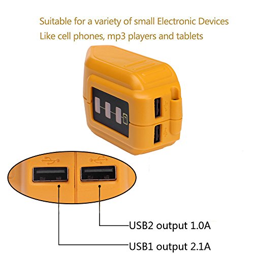 DCB090 14.4V/20V Max USB para adaptador de fuente de alimentación Dewalt convertidor cargador USB para teléfono móvil y altavoz Bluetooth laipuduo
