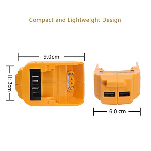 DCB090 14.4V/20V Max USB para adaptador de fuente de alimentación Dewalt convertidor cargador USB para teléfono móvil y altavoz Bluetooth laipuduo