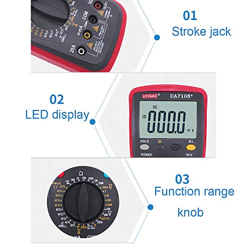 DDDD store Multímetro Digital Manual Alta precisión Mini medidor Universal 5999 Cuentas Cuenta con Pantalla LCD Verdadero Medida Voltaje de CA/CC Resistencia de Corriente Capacitancia