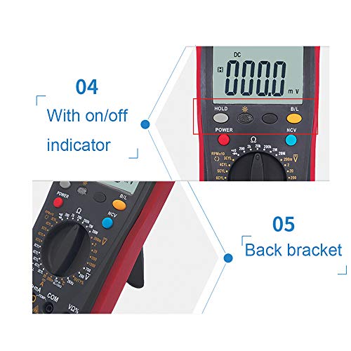 DDDD store Multímetro Digital Manual Alta precisión Mini medidor Universal 5999 Cuentas Cuenta con Pantalla LCD Verdadero Medida Voltaje de CA/CC Resistencia de Corriente Capacitancia