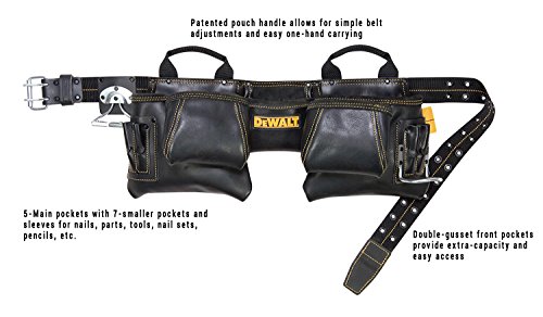 DEWALT 10-Pocket Carpenter's Top Grain Leather Nail and Tool Bag