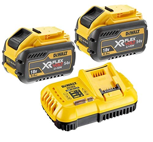 DEWALT 2 x DCB547 18v / 54v XR FLEXVOLT 9.0ah batería + DCB118 cargador rápido, 18V, amarillo