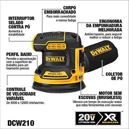 DeWalt 20 V Max lijadora orbital, solo herramienta (DCW210B)