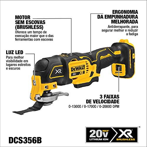 DeWalt 20 V MAX XR multiherramienta oscilante multiherramienta, velocidad variable, sólo herramienta (DCS356B)