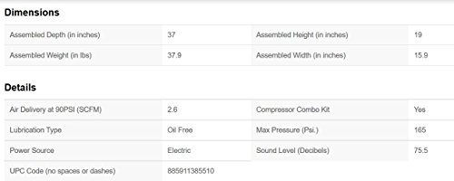 DeWalt Compresor de aire Combo Kit con clavadora Brad (DWC1KIT-B)