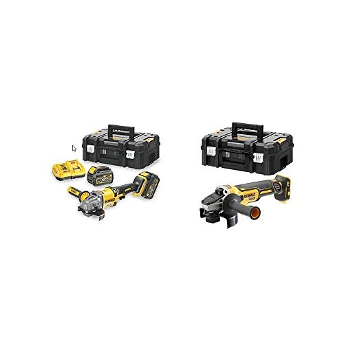 DEWALT CPROF594 - KIT XR FLEXVOLT = DCG414T2 Amoladora 125mm 54V 2 bat 54V/18V Li-Ion 6Ah+DCG405NT Mini-Amoladora sin escobillas XR 18V 125mm sin carg/bat con Freno,Embrague,Arranque Suave,TSTAK II