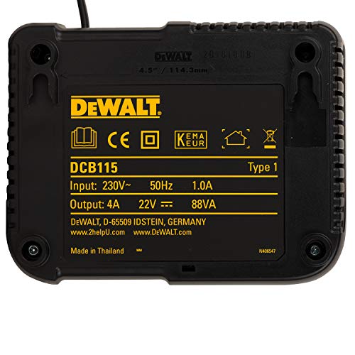 Dewalt DCB115P2-QW Kit 2 Baterías carril XR 18V Li-Ion 5, 0 W, 220 V, Negro/Amarillo, 18 V