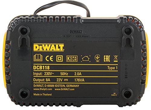 Dewalt DCB118-QW Cargador rápido XR Flexvolt: 54V-18V Carril Li-Ion, 108 W, 52 V
