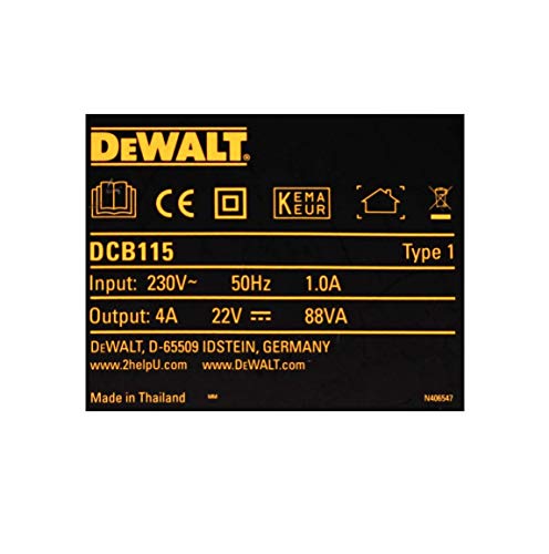 Dewalt DCB184 5.0ah 18v XR batería de Iones de Litio + Cargador DCB115, Amarillo