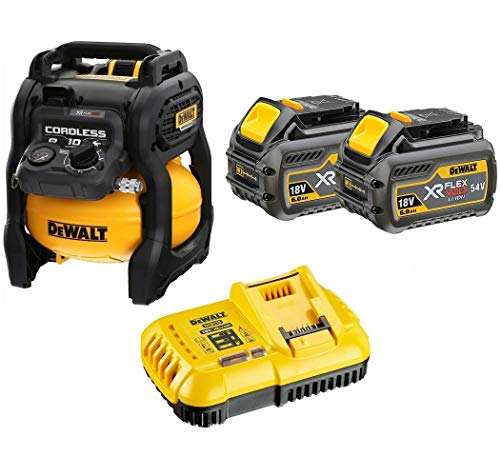 DeWalt DCC1054T2-QW DCC1054T2-QW-Compresor neumático XR FLEXVOLT 54V de 9,5L sin Aceite con 2 baterías 54V/18V Li-Ion 6,0Ah