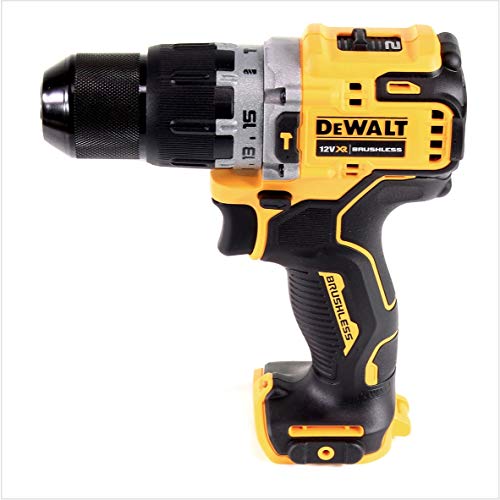 DeWalt DCD706D2-QW DCD706D2-QW-Taladro Percutor sin escobillas XR 12V 10mm 57,5Nm con 2 baterías Li-Ion 2Ah y maletín TSTAK, Schwarz/Gelb