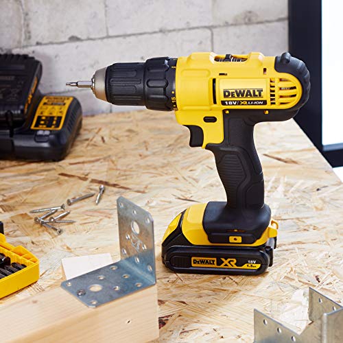 DeWalt DCD771C2-QW Taladro Atornillador XR 18V 13 mm 42Nm con 2 baterías Li-Ion 1, 0 W, 18 V, Negro y Amarillo