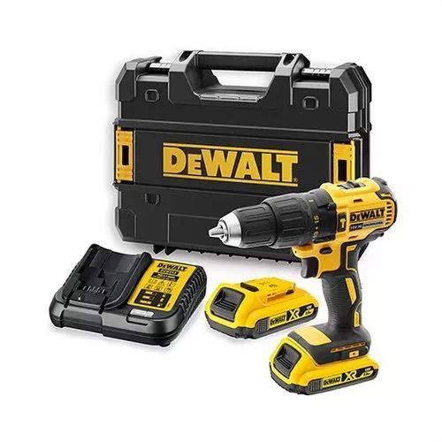 DeWalt DCD778D2T-QW DCD778D2T-QW-Taladro Percutor sin escobillas XR 18V 13mm 65Nm con 2 baterías Li-Ion 2,0Ah y maletín TSTAK, 18 V