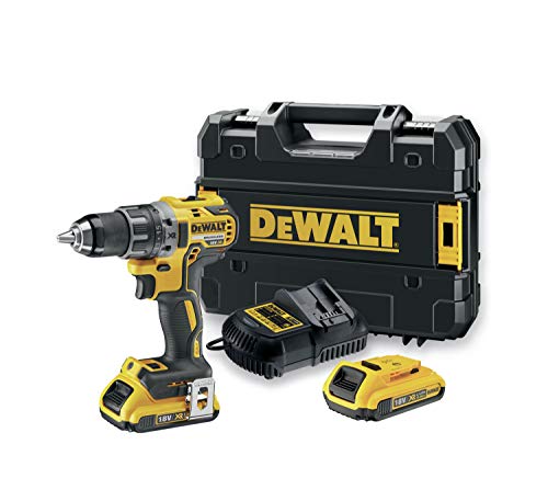 DEWALT DCD791D2-QW - Taladro Atornillador a bateria sin escobillas XR 18V 13mm 70Nm Li-Ion 2,0Ah con maletín TSTAK