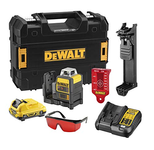 Dewalt DCE0811D1R-QW Láser autonivelante 2 x 360º. Incluye batería DW 10.8 V Lithium, Negro/Amarillo/Verde