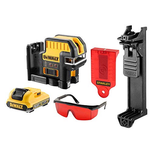 DEWALT DCE0822D1R-QW - Láser autonivelante de 2 líneas en cruz (Horizontal y vertical) y 2 puntos - Incluye batería DW 10,8V Litio - ROJO