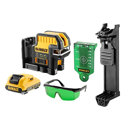 DeWalt DCE0825D1G-QW DCE0825D1G-QW-Láser autonivelante de 2 líneas en Cruz (Horizontal y Vertical) y 5 Puntos-Incluye batería DW 10,8V Litio-Verde, 10.8 V