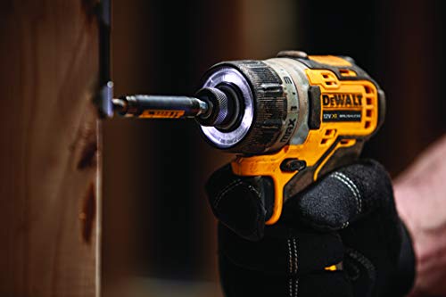 DEWALT DCF601D2-QW DCF601D2-QW-Atornillador sin escobillas XR 12V 1/4" con 2 baterías Li-Ion 2Ah y maletín TSTAK, Schwarz/Gelb