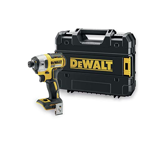 Dewalt DCF887NT-XJ Atornillador Impacto sin escobillas XR 18V 1/4" 205Nm sin cargador/batería con maletín TSTAK, 18 W, 18 V, Amarillo/Negro