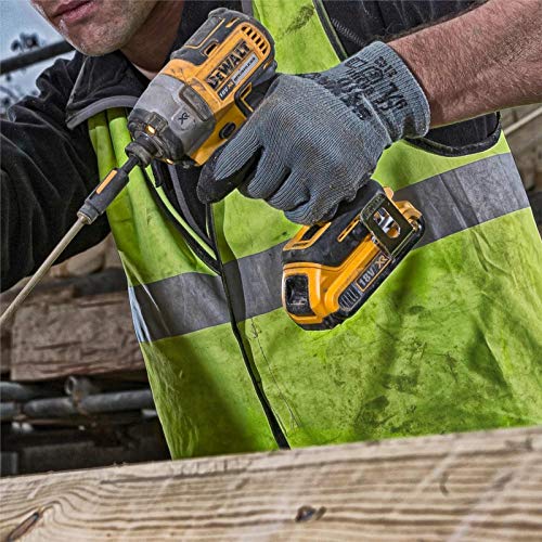 Dewalt DCF887P2-QW DCF887P2-QW-Atornillador Impacto sin escobillas XR 18V 1/4" 205Nm con 2 baterías Li-Ion 5,0Ah con maletín TSTAK, 400 W, 18 V, Negro Y Amarillo