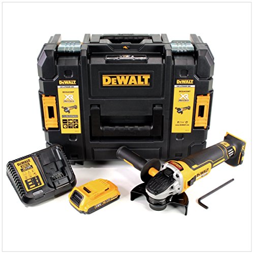 DeWalt DCG 405 D1 18 V 125 mm Brushless batería Amoladora de ángulo + 1 x 2 Ah Batería + Cargador en Tstak – Maletín de herramientas