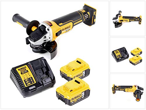 DEWALT DCG405N 18 V XR Amoladora angular sin escobillas, 125 mm, con 2 pilas de 5 Ah y cargador