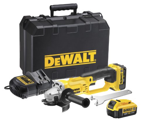 DeWalt DCG412M2-QW Mini-Amoladora XR 18V 125 mm con 2 baterías Li-Ion 4, 9 W, 18 V, Gris y negro + DEWALT DCB115-QW - Cargador XR para baterias de 10,8V - 14,4V - 18V carril Li-Ion