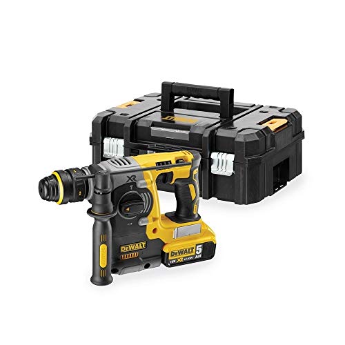 DeWalt DCH274P2-QW DCH274P2-QW-Martillo Electroneumático sin escobillas XR 18V SDS-Plus 2,1J 3 Modos con 2 baterías Li-Ion 5,0Ah QCC (Cambio rápido portabrocas) con maletín