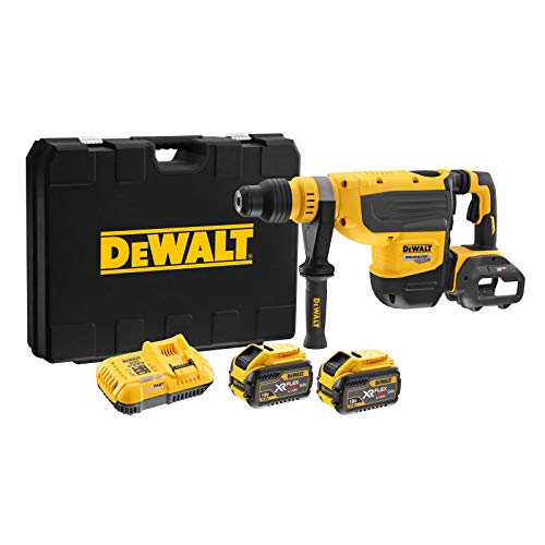 DEWALT DCH733X2-QW DCH733X2-QW-Martillo Electroneumático sin escobillas XR FLEXVOLT 54V SDS-MAX 8kg 48mm 13,3J 3 Modos con 2 baterías 54V/18V Li-Ion 9,0Ah y maletín